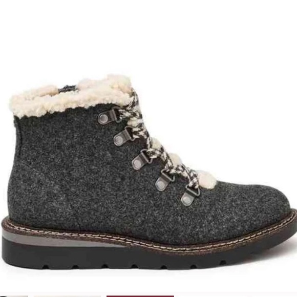 NWT MADDEN NYC Comfort Foam Hiker Wedge Gray Boots - Picture 2 of 9